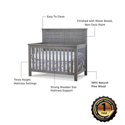 Sorelle Westley 4-In-1 Convertible Crib In Grigio (photo 3)