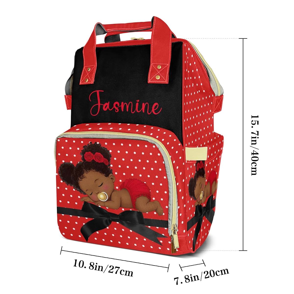 TailorYYCustomZ Polka Dot African Red Girl Mummy Bags Custom with Name Personalized Diaper Bags Backpack Presents for (photo 4)