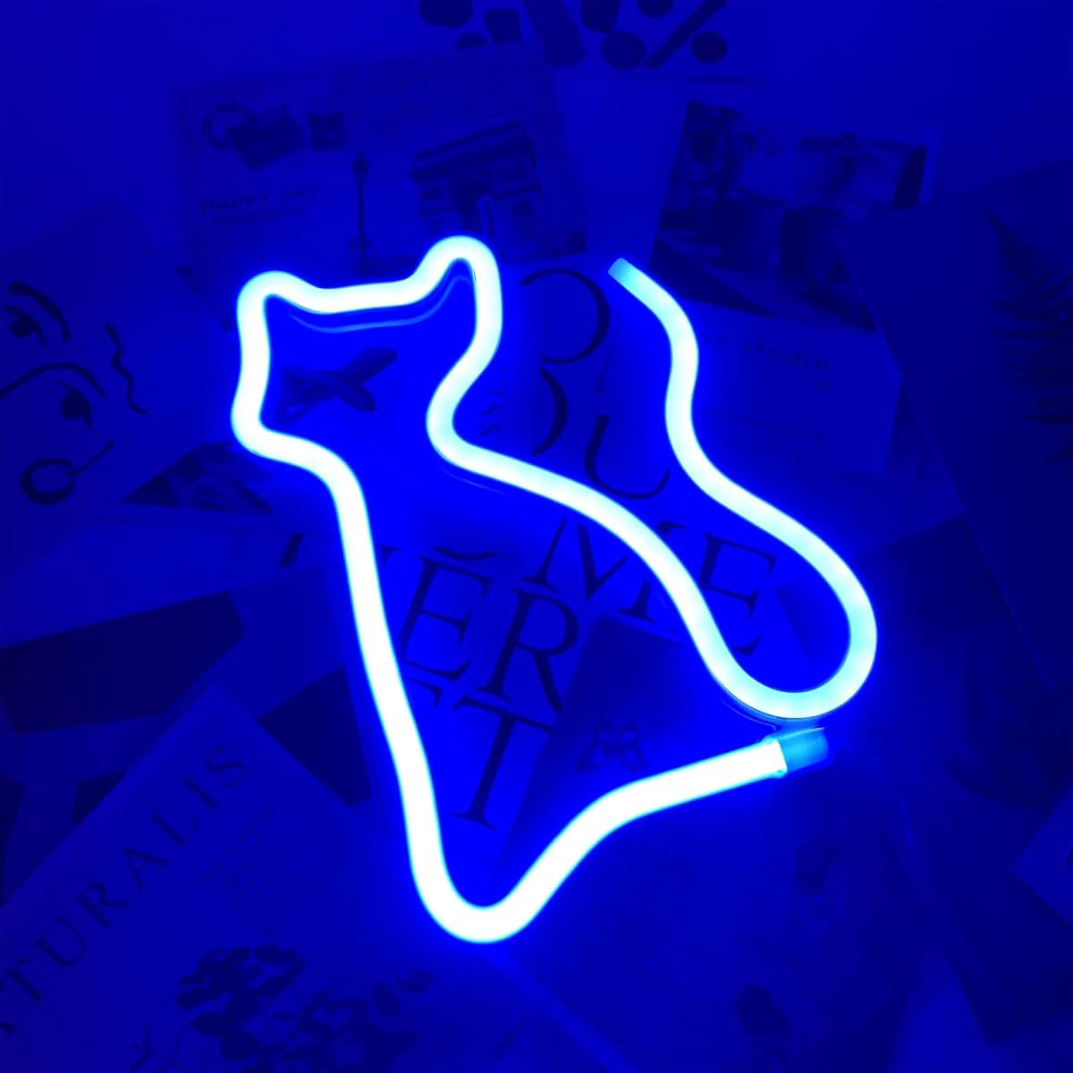 BabyOneStop Blue Cat Neon Light Wall Decor