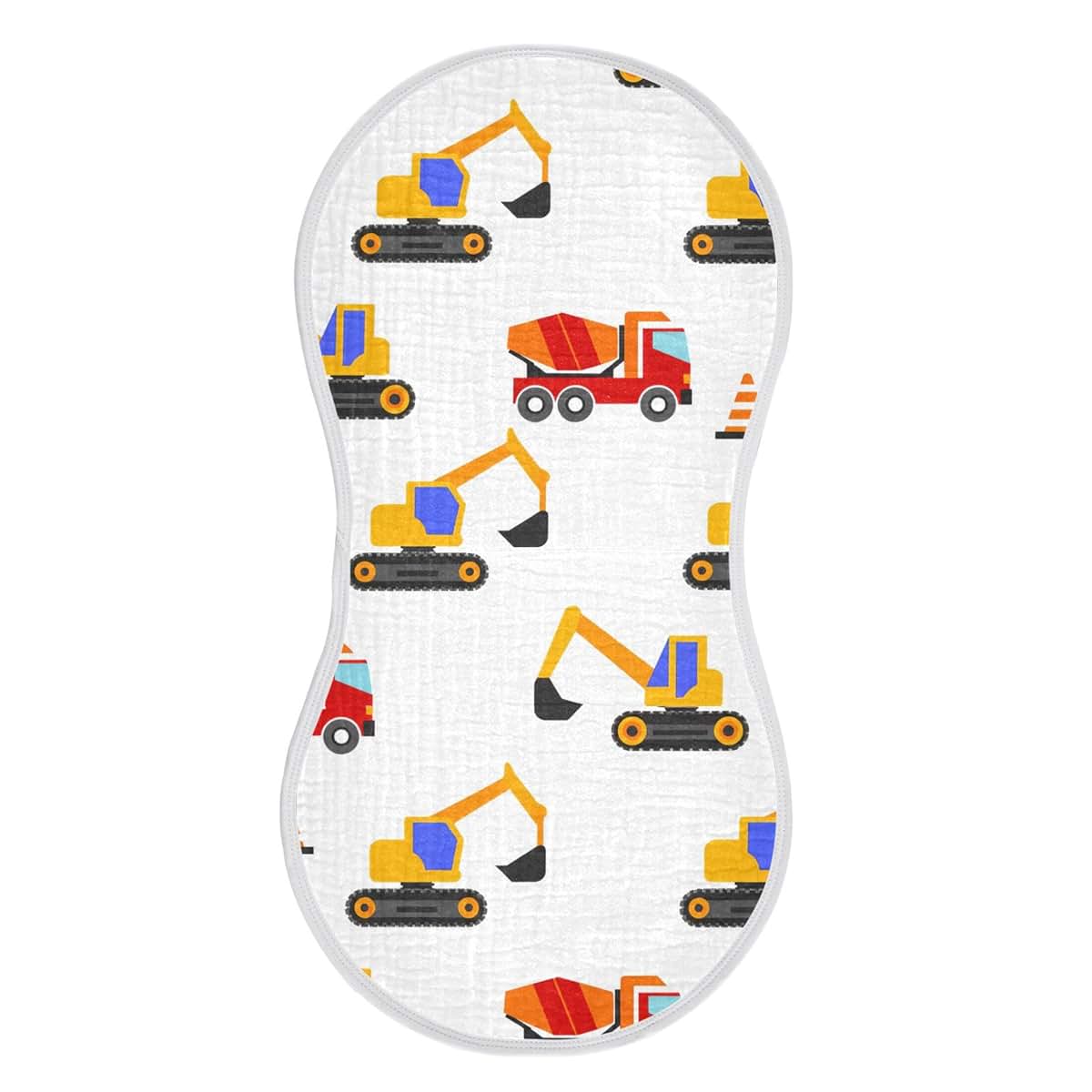 Construction Vehicles Muslin Baby Burp Cloths Set of 2, Cotton, 22x11 Inches