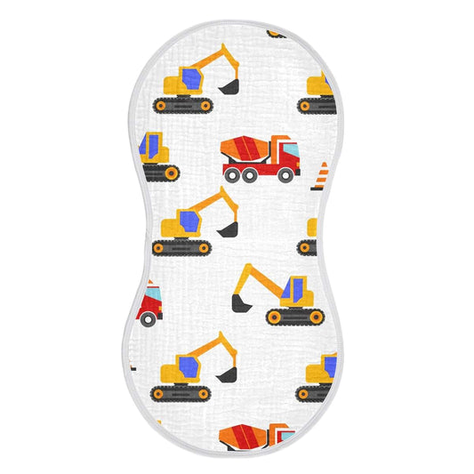 Construction Vehicles Muslin Baby Burp Cloths Set of 2, Cotton, 22x11 Inches