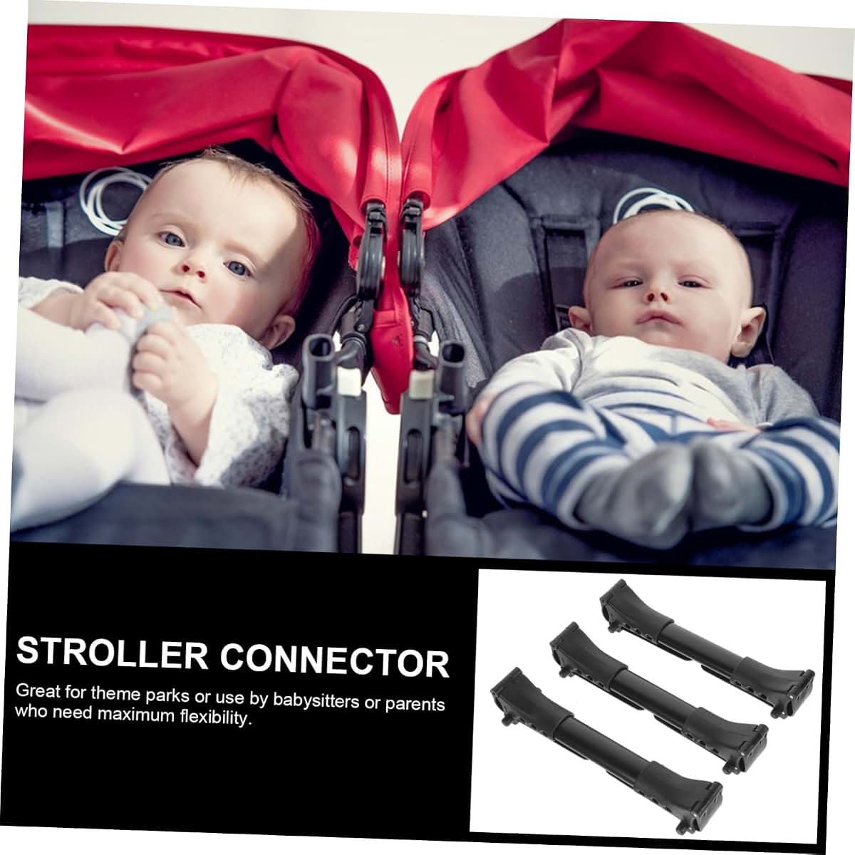 Stroller Connector for Twins | Adjustable Aluminum Link Clips for Baby Cart