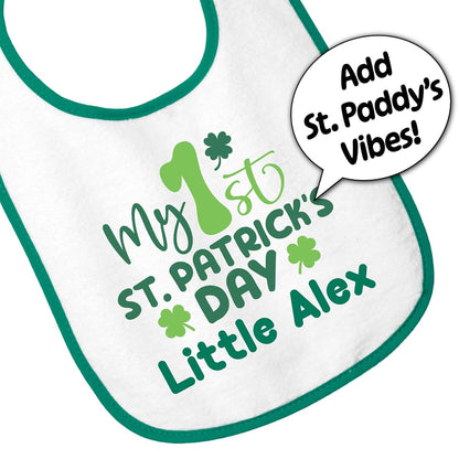 Smiling Jindo Personalized My 1st St. Patrick’s Day Baby Bib with Name – Custom First St Paddy’s Gift, Soft Cotton Terry (photo 4)
