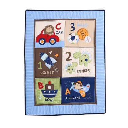 CribMATE Baby Boy Crib Quilted Comforter in Blue Car Design