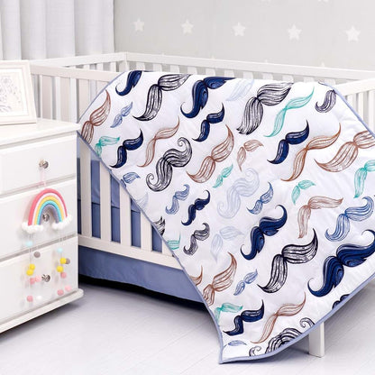 Noisy Mouse Boho Little Man Mustache 4-Piece Organic Cotton Baby Boy Crib Bedding Set