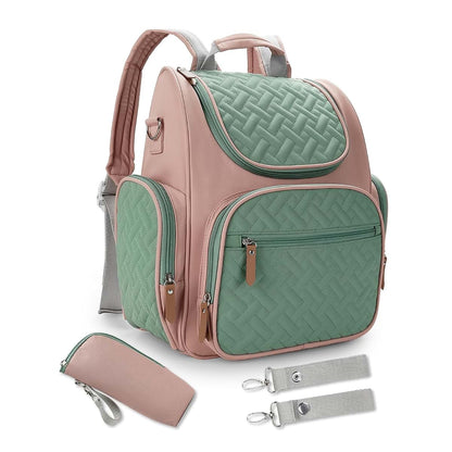 SONARIN Waterproof Diaper Bag Backpack with Changing Mat and Stroller Straps, Pink