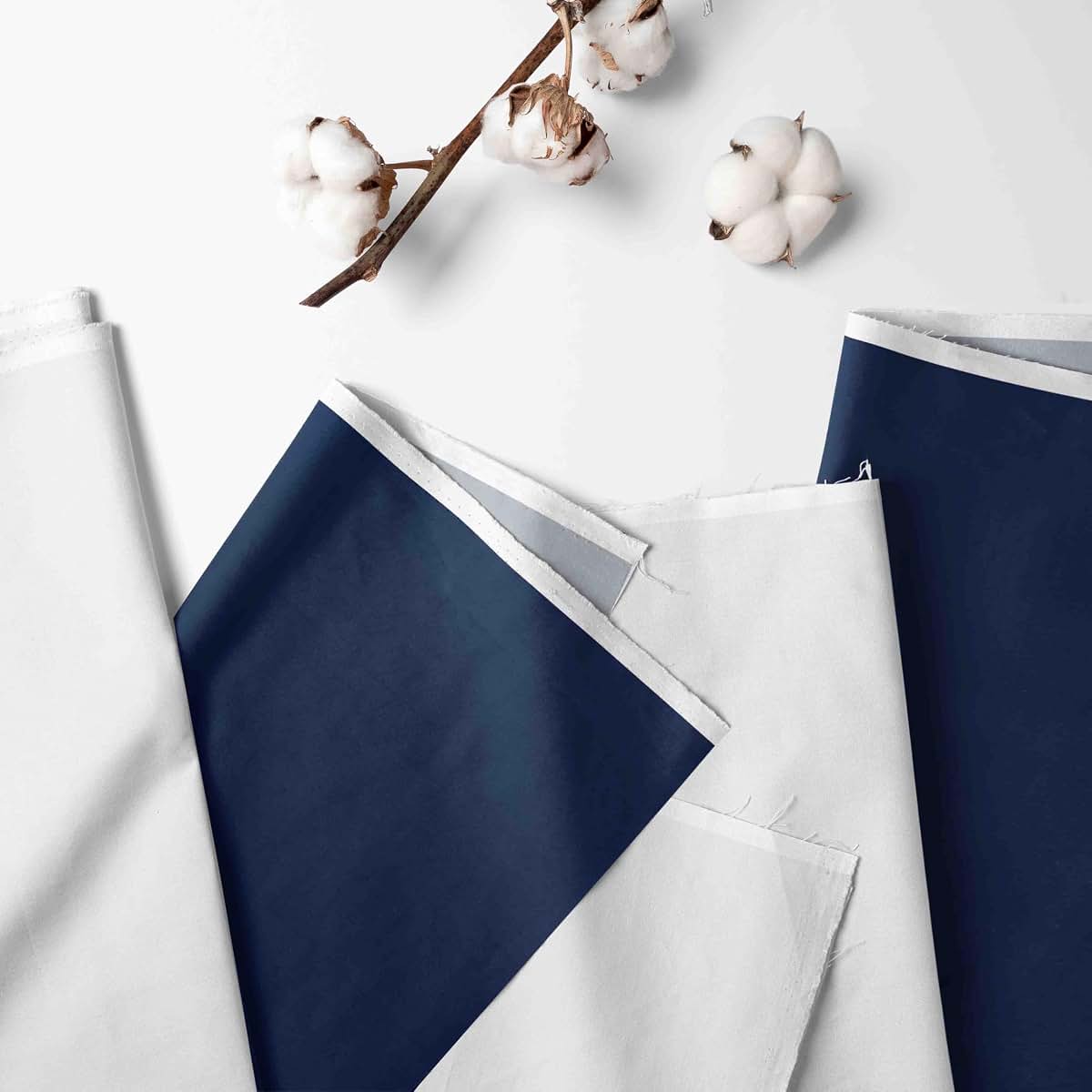 Bacati - Mix N Match White with Band Window Valance (Navy) (photo 2)