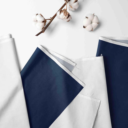 Bacati - Mix N Match White with Band Window Valance (Navy) (photo 2)