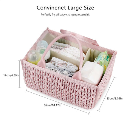 Nuytghr Infant Diaper Storage Basket Handles Portable Travel Diaper Caddy Storage (photo 2)