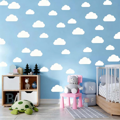 ZQtyf 52Pcs Removable Vinyl Cloud Wall Decal Self Adhesive Stick Art Decoration