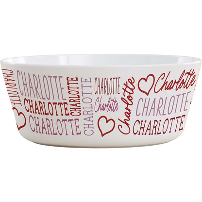 Personalization Universe Repeating Name Heart Personalized Kids Bowl