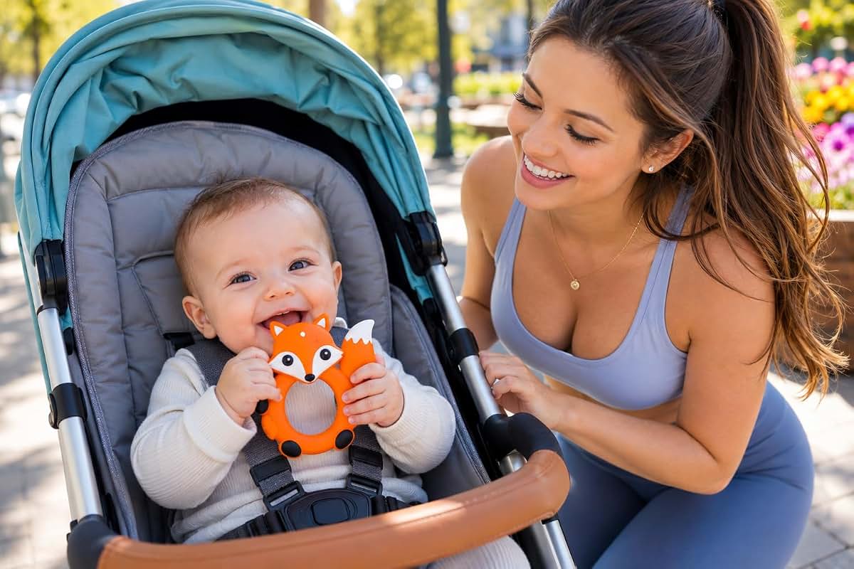 GiliGums Fox Silicone Baby Teether - Orange (photo 3)