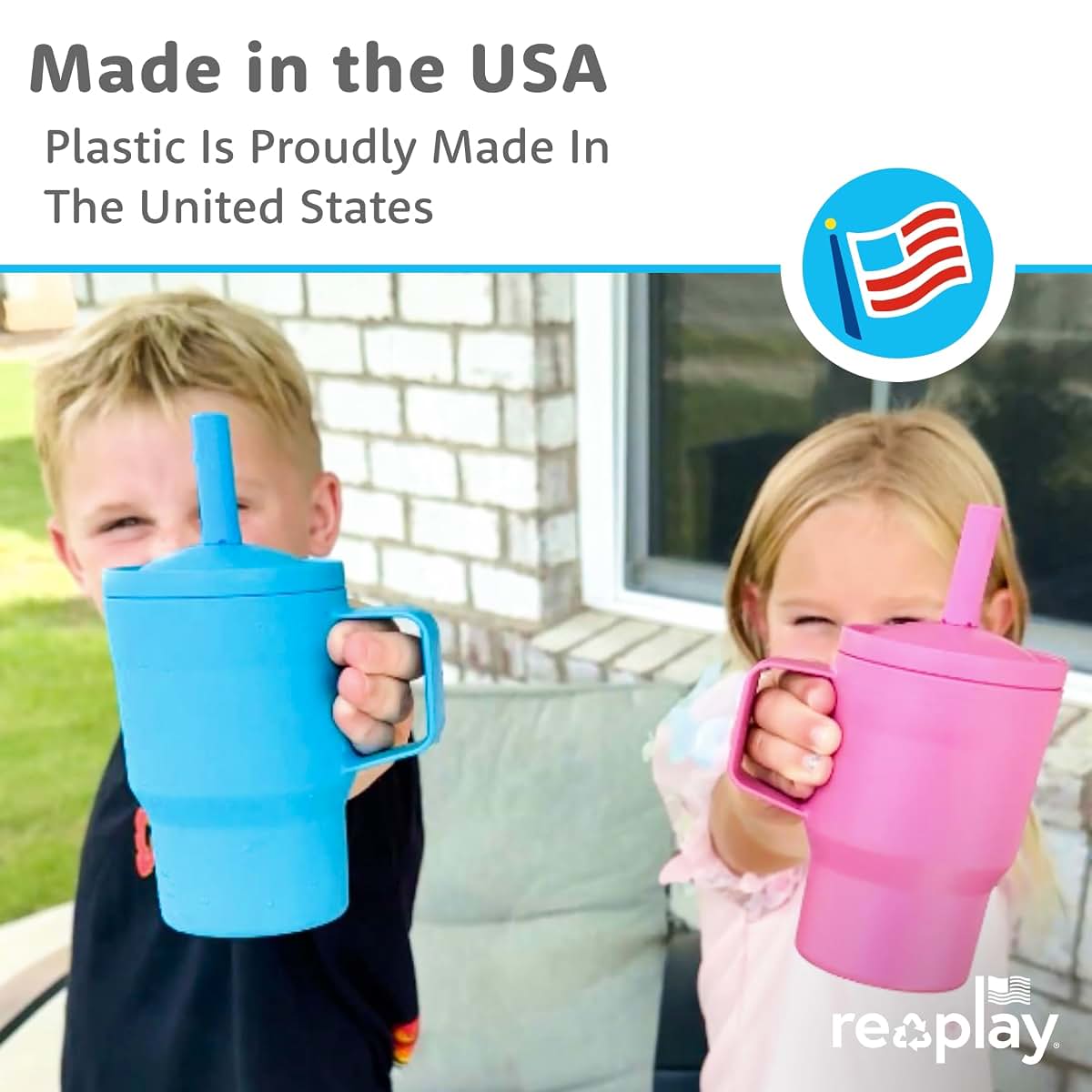 Re-Play 10 oz Toddler Tumbler, 2 Pack, Pink and Sky