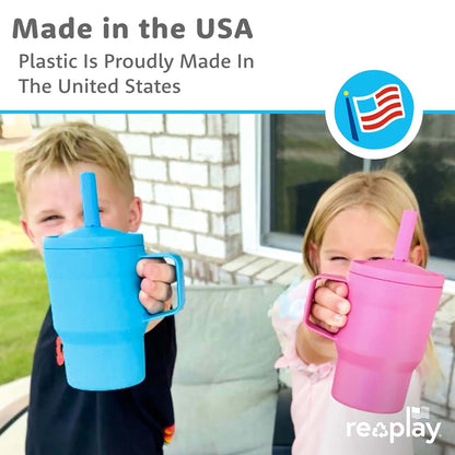 Re-Play 10 oz Toddler Tumbler, 2 Pack, Pink and Sky