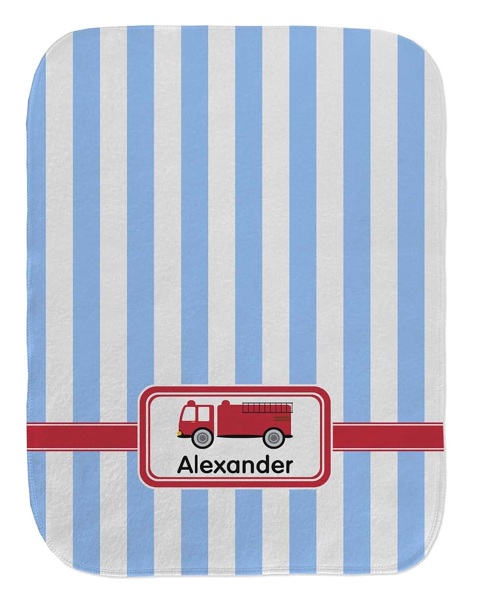 Baby Milano Personalized Firetruck Burp Cloth Fleece With Name Or Text (photo 2)