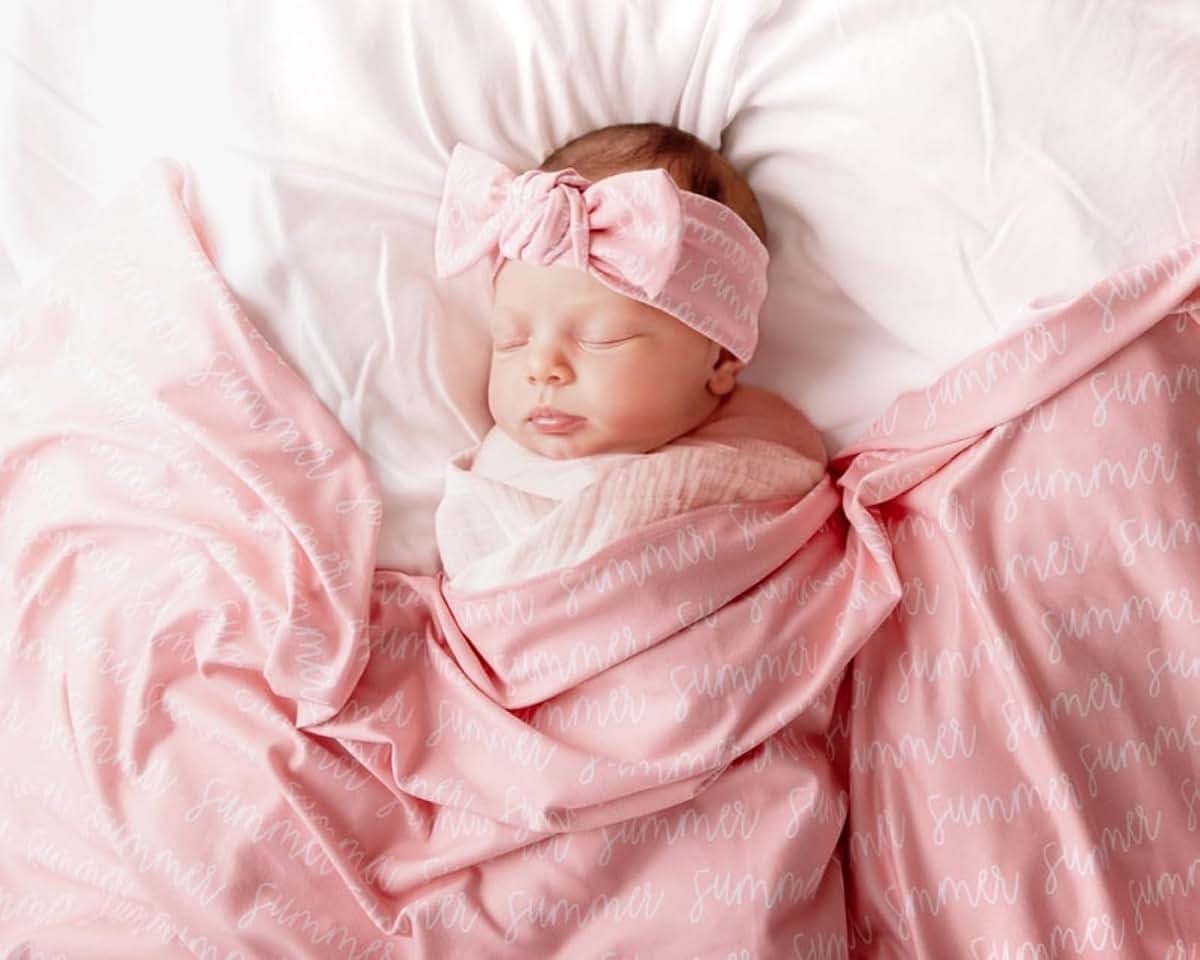 Andisijq Personalized Baby Swaddle Blanket Personalized Baby Blankets for Girls Boys with Name Pesonnalized Baby Gifts (photo 4)