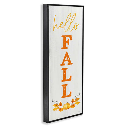 Stupell Industries Hello Fall Phrase Cascading Text Pumpkin Art