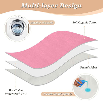 BabyOneStop Hot Pink Reusable Toddler Mattress Pad, 52 x 34 Inch Waterproof Potty Training Pad