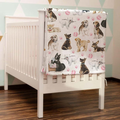BabyOneStop Cute Dogs Print Flannel Baby Blanket