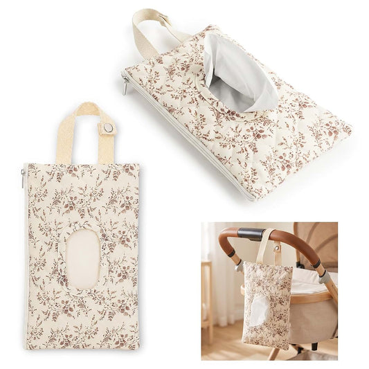 IANFAN Quilted Diaper Wipe Holder Floral Hanging Pouch