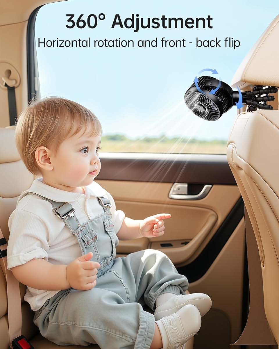 Bearwind Mini Portable Stroller Fan With 360° Rotation And LED Light