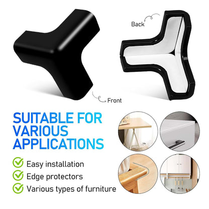 DEARMAMY 4-Pack Corner Protectors for Baby Proofing, T-Shaped PVC Guards, Black