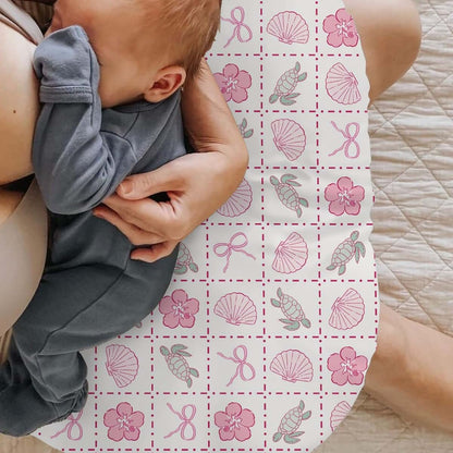 Selgkds Boho Sea Turtles Nursing Pillow Cover Pink (photo 3)