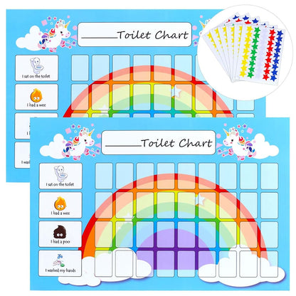 Unicorn Rainbow Potty Training Chart Twin Pack with Stickers