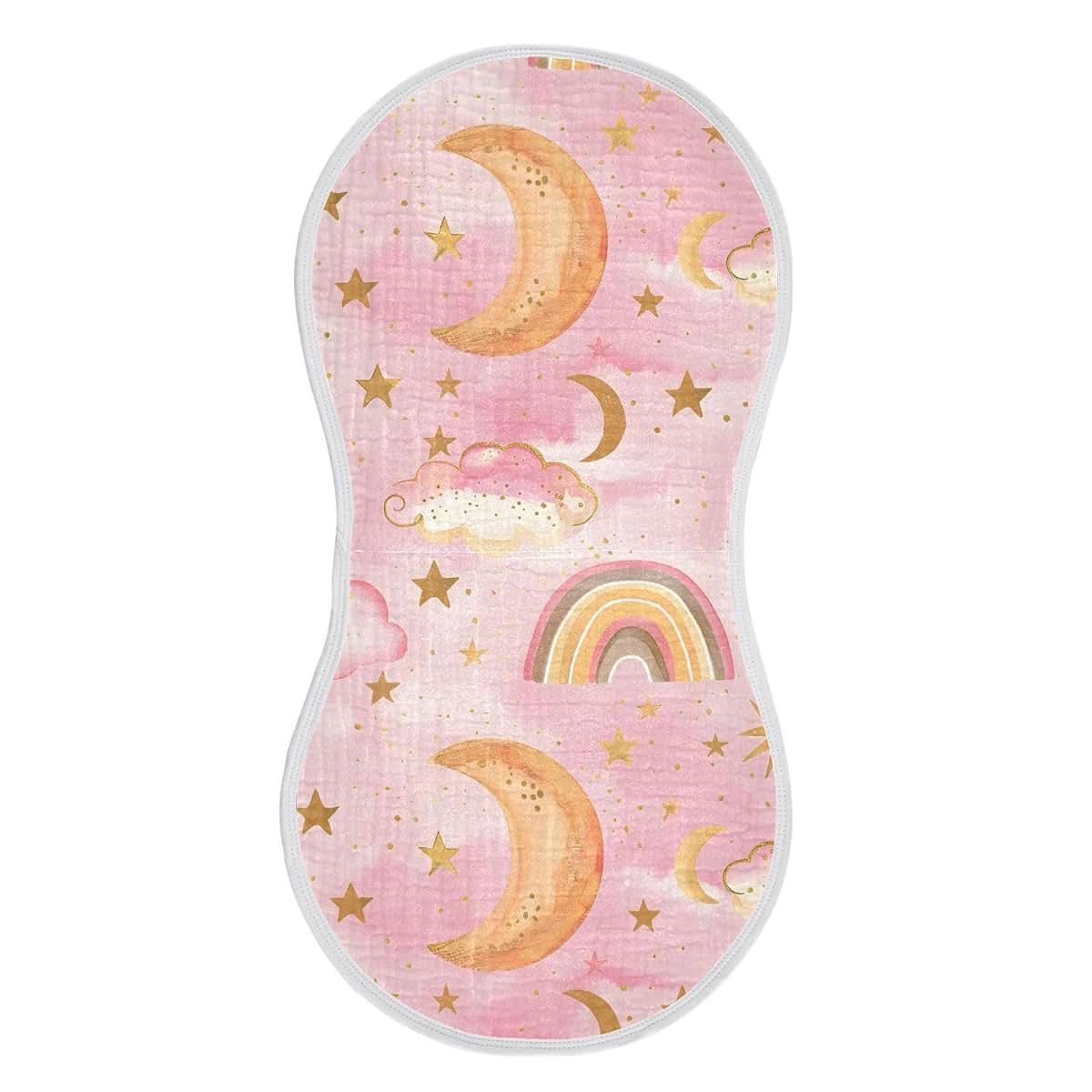 ALAZA Muslin Burp Cloths Starry Stars Moon Pink, 100% Cotton, 22x11 Inches, 1 Pack