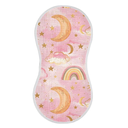 ALAZA Muslin Burp Cloths Starry Stars Moon Pink, 100% Cotton, 22x11 Inches, 1 Pack