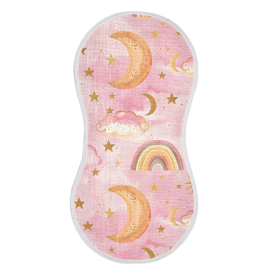ALAZA Muslin Burp Cloths Starry Stars Moon Pink, 100% Cotton, 22x11 Inches, 1 Pack