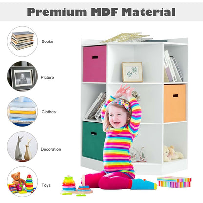 Honey Joy Corner Toy Storage Organizer Cabinet for Playroom