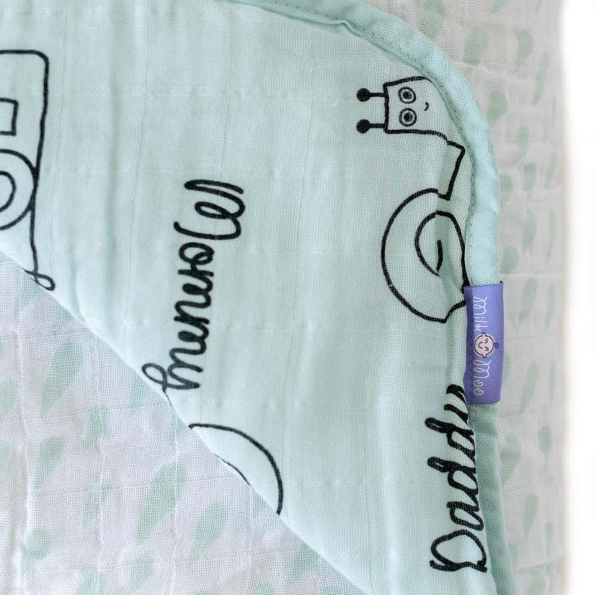 Milk&Moo Snail Muslin Baby Blanket, 4-Layer Cotton Swaddle, 90x110 cm