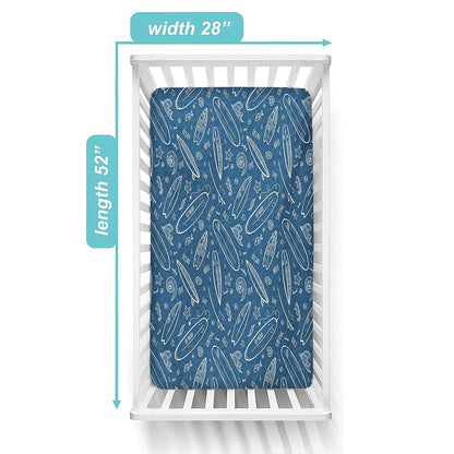BabyOneStop Surfboard Fitted Crib Sheet, Blue Waters Oceanic Print