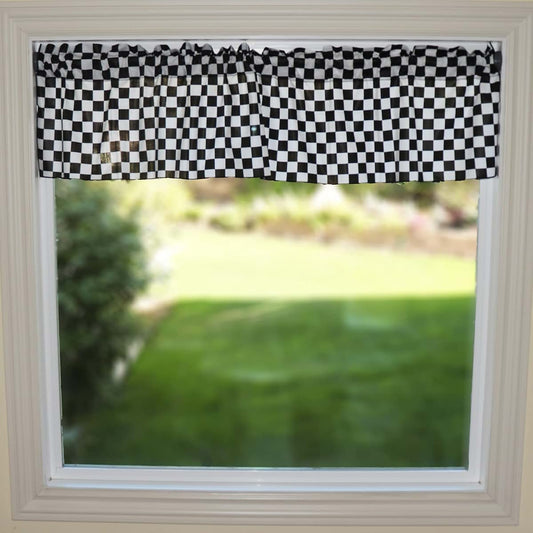 Zen Creative Designs Black and White Checkerboard Cotton Window Valance