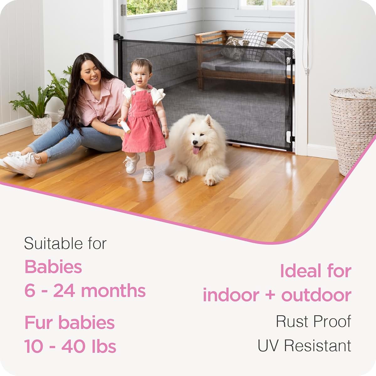 Perma Child Safety Retractable Gate for Stairs and Doorways