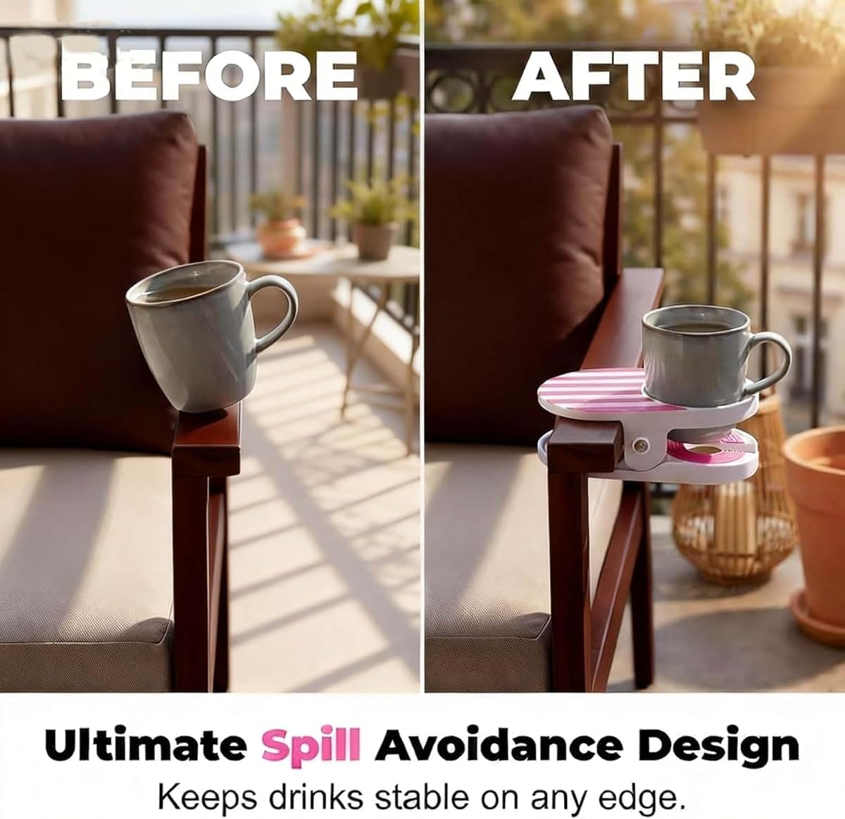 Juesensw Clip-on Beverage Holders, Set Of 3 Striped Cup Holders