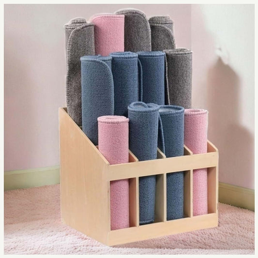 Taifuan Educational Rug Organizer Montessori Wooden Carpet Stand
