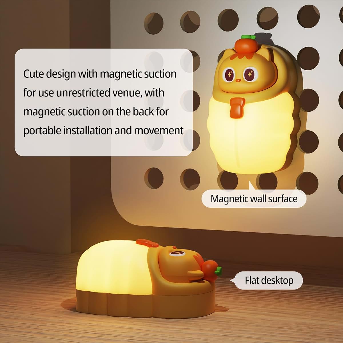 Mrscoz LED Night Light, Rechargeable Touch Lamp for Nursery, Orange