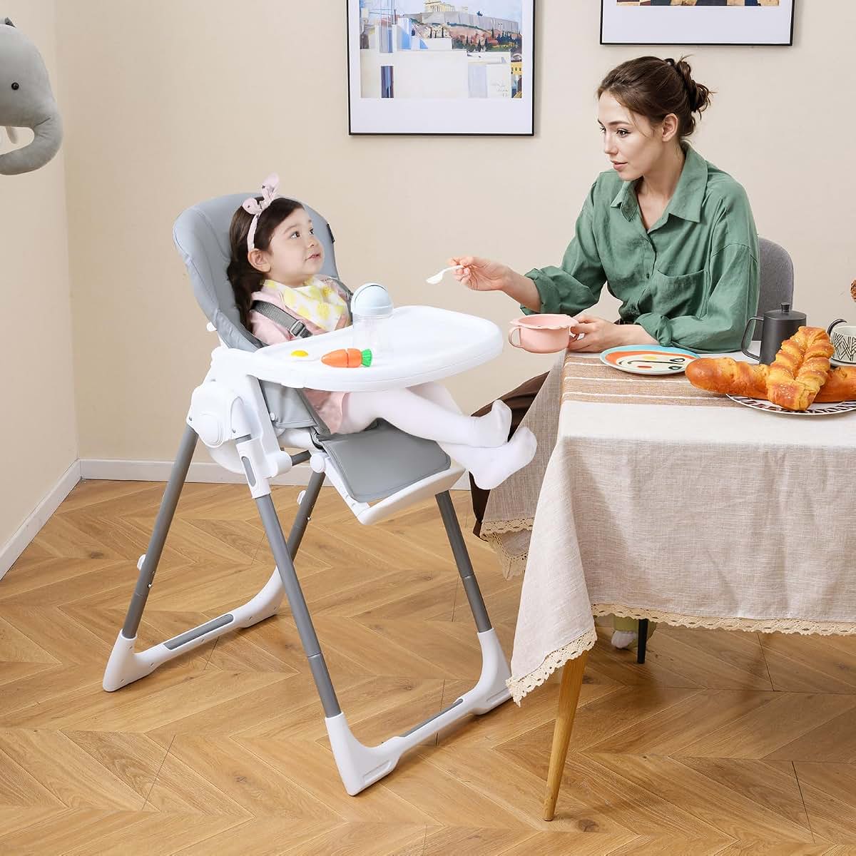 Honey Joy High Chair with Adjustable Seat and Storage Wheels