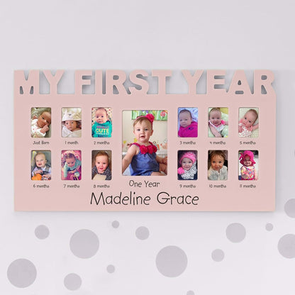 Let's Make Memories Personalized Baby's First 12 Months Photo Frame - Blue