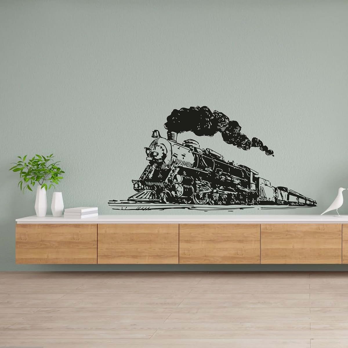 BabyOneStop Vintage Steam Engine Train Vinyl Wall Decal