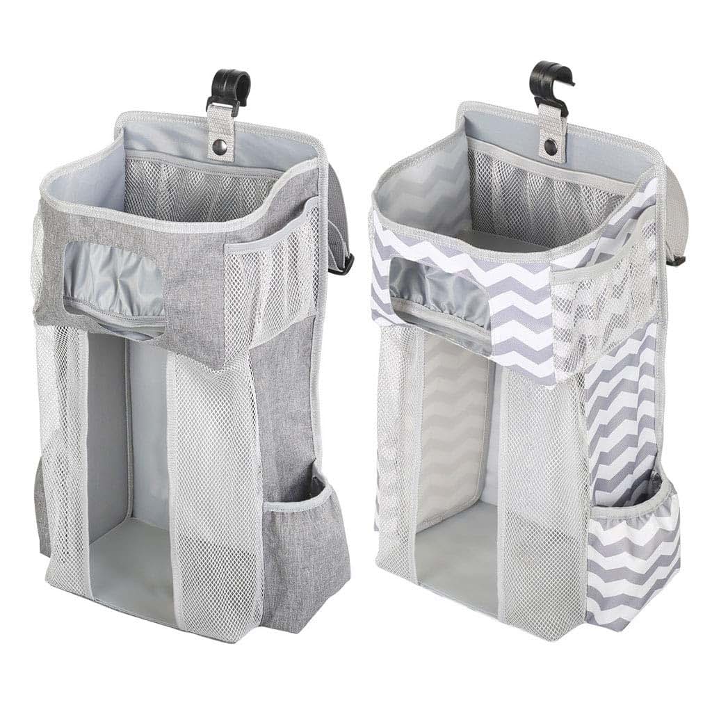 HYROOY Diaper Stacker Hanging Storage Bags for Crib or Wall Gifts Stripe Oxford Cloth + PP Board + Rhombus mesh (photo 4)