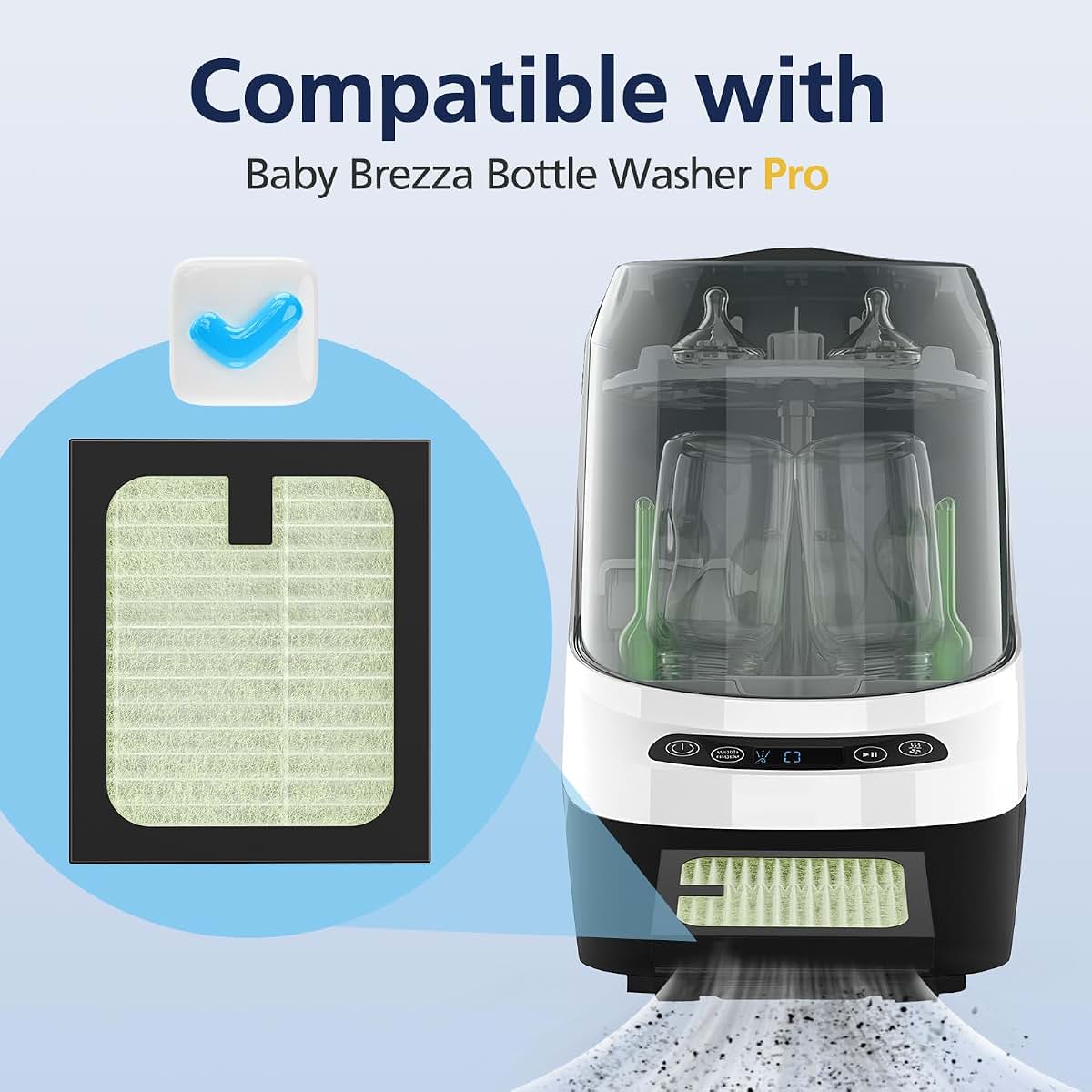 Baby Brezza Baby Bottle Washer Pro HEPA Filter Replacement 4 Pack