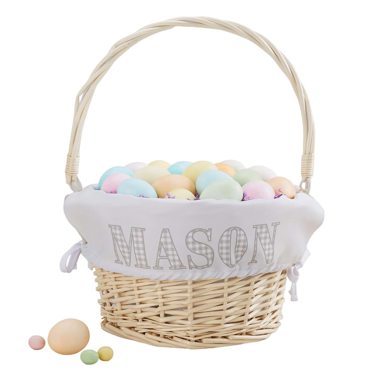 Personalization Universe Personalized Gingham Name Hand-Woven Easter Basket