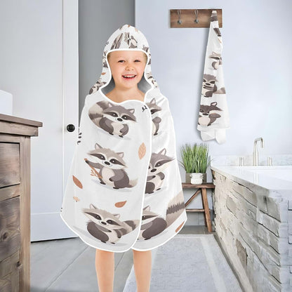 Kigai Cute Raccoon Hooded Baby Towel, 50x23.5 Inch Ultra Soft Absorbent Bath Towel for Newborn Infant Toddler