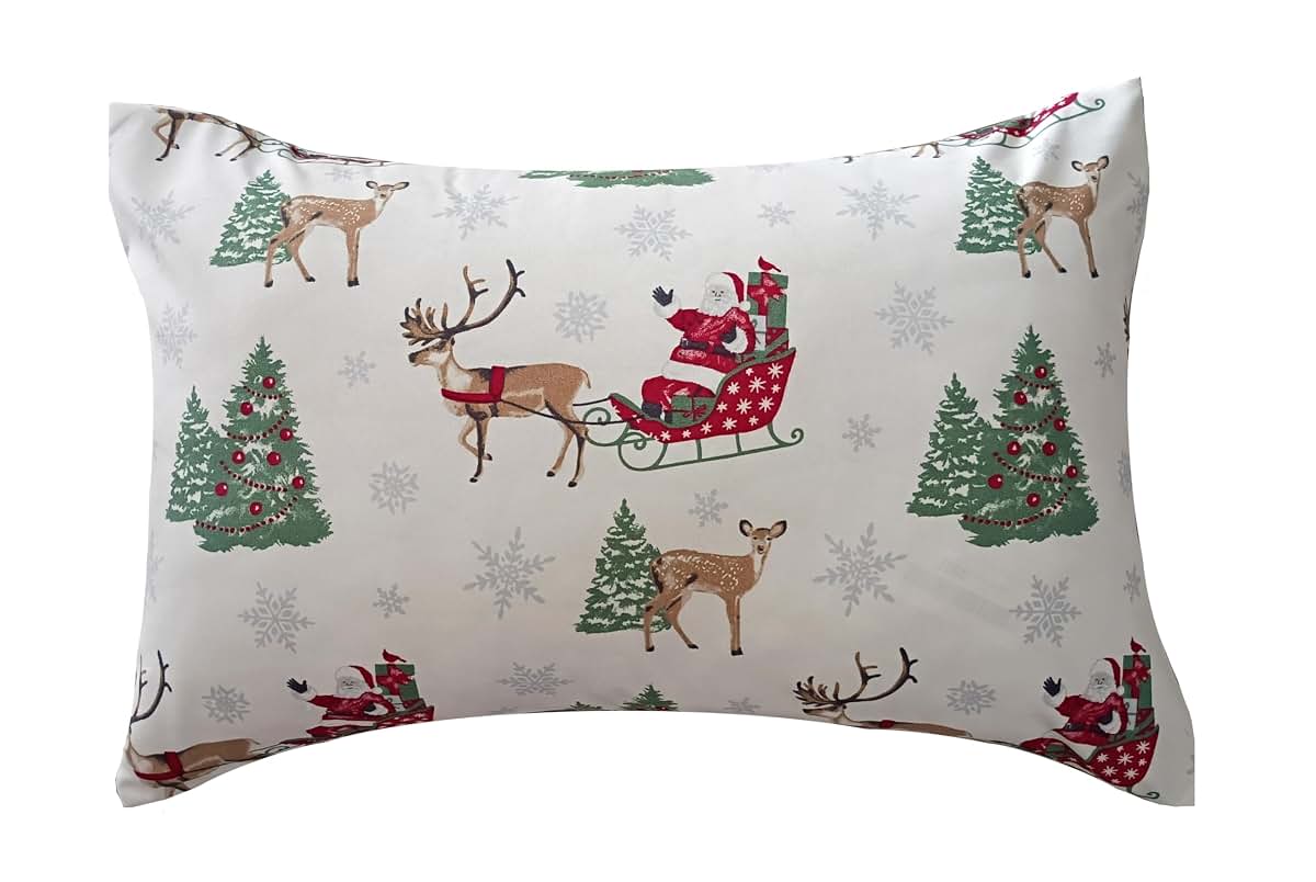 Ella & Max Santa Sleigh Reindeer Print Toddler Travel Pillowcase
