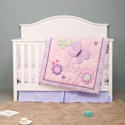 CribMATE Lavender Nursery Crib Skirt Dust Ruffle With Polka Dots (photo 2)