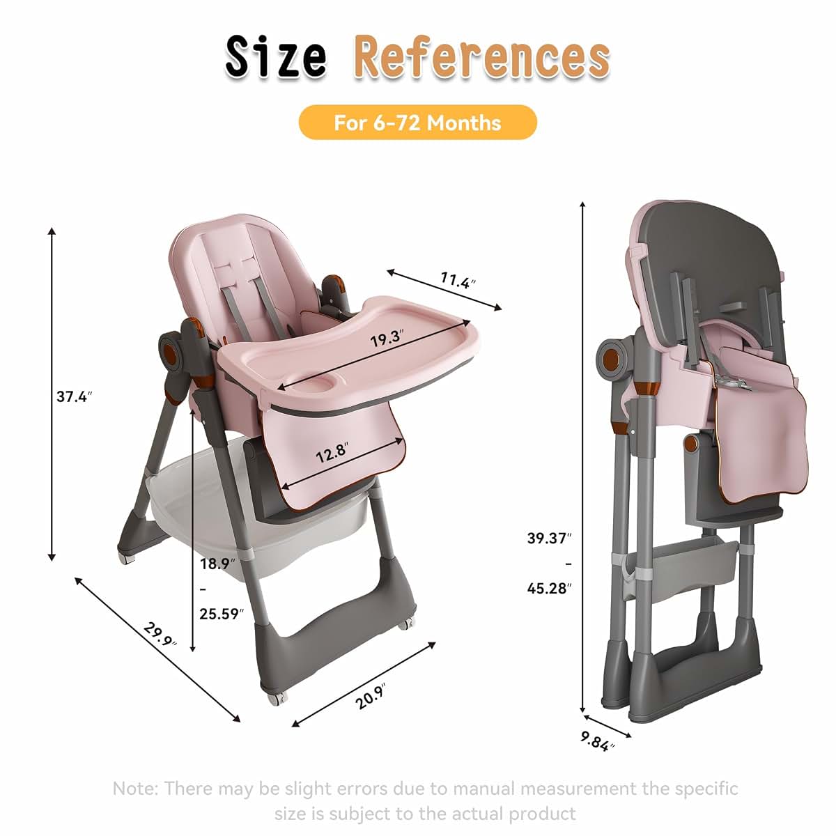 SmartEdge Foldable Baby High Chair with Wheels