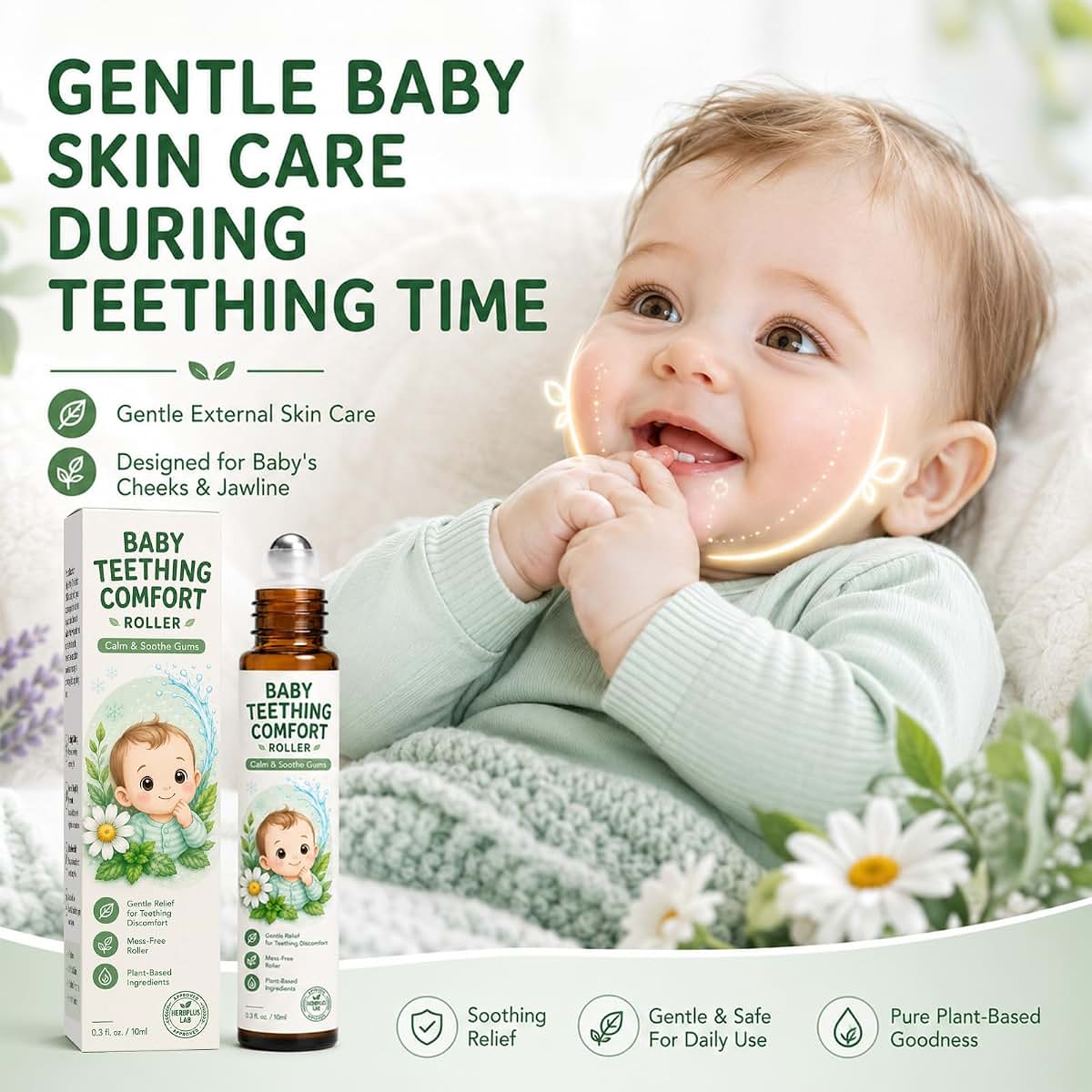 Coregnosis Teething Roller, Organic Chamomile Lavender Baby Oil Roll On Formula (photo 3)